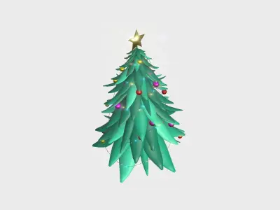 Christmas Tree 08 Green Aqua - Cartoon Interior Decoration Low-poly 3D model