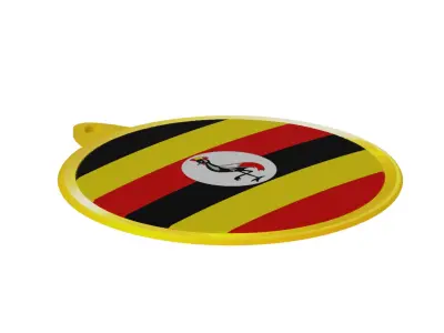 Uganda Flag Luxury Golden Medal Badge 3D model