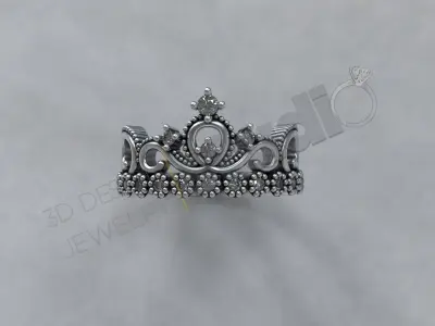Luxury Crown ring with stones 3d print model 3D print model
