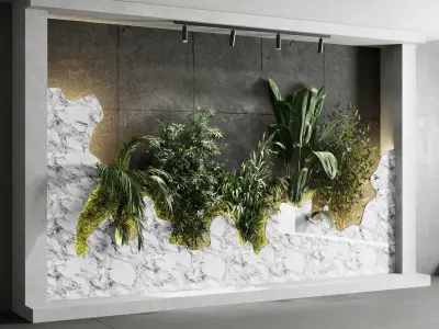 Vertical Wall Garden With concrete frame wall decor Low-poly 3D model