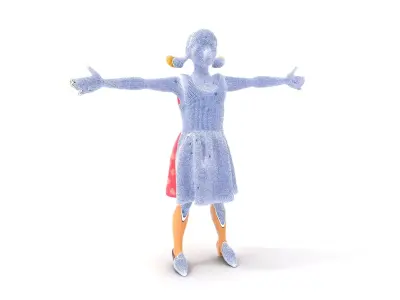 Child Character Model Pack with Pink Polka Dot Dress Low-poly 3D model