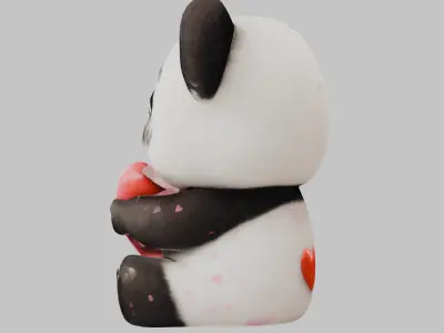 Cute Panda Bear Heart Valentin Low-poly 3D model
