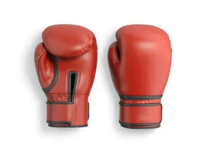 Red Leather Boxing Gloves - sparring kickboxing equipment  3D model