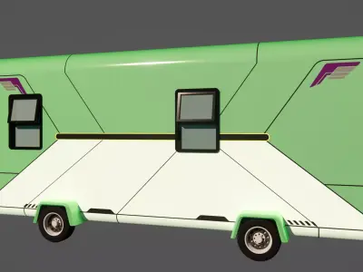 Futuristic Green Caravan Low-poly 3D model