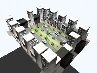 base city Low-poly 3D model
