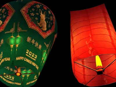 Chinese sky lantern 3D model 4