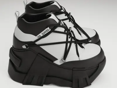 Sneakers Swear on platform Black Low-poly 3D model