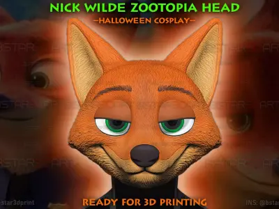 Zootopia 2 - Nick Wilde Red Fox Head Wearable 3D print model