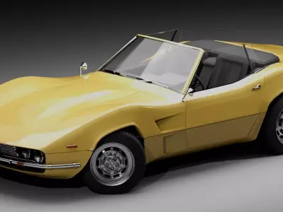 70s muscle-sports roadster Low-poly 3D model