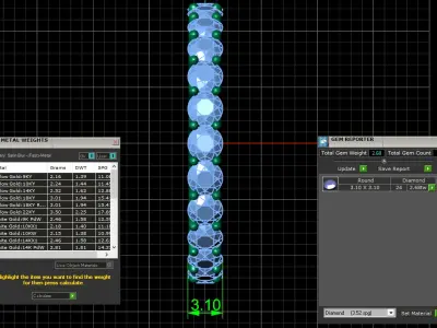 U Shaped Eternity Ring 3 point 1 mm stone size swiss 18 and EU58 3D print model