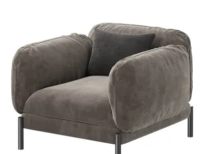 Tarantino Beige Velvet Armchair by Lorenza Bozzoli 3D model