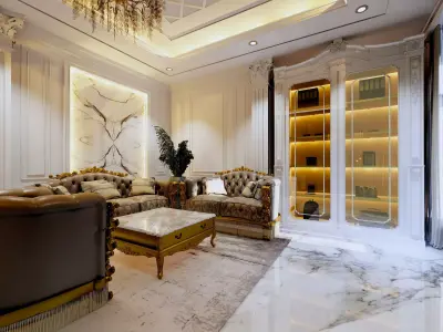 Interior 3d Luxury Design Guest Room  3D model