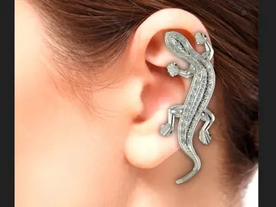 Gecko Ear Cuff Earrings 3D print model 3D print model