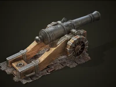 Medieval Cannon Low-poly 3D model