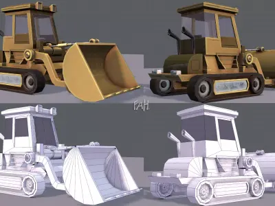 Tractor Cartoon Low-poly 3D model
