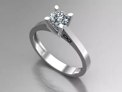 Diamond Engagement Gold Ring  Free 3D print model