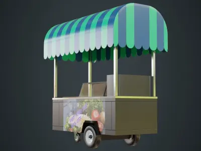 Food Cart 1A Low-poly 3D model
