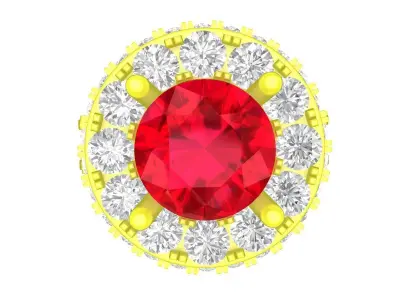 A7339 Halo Diamond Engagement Ring 3D Model 3D print model