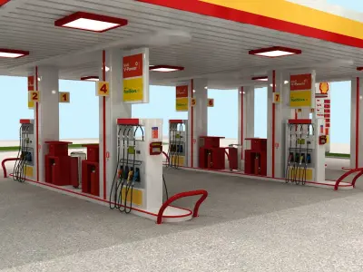 High Detail Gas Petrol Station - Shell 3D model
