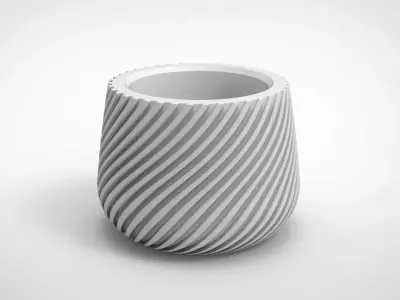 Curved thread shape vase 3D print model