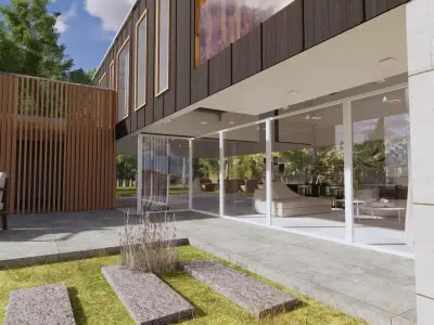 3D Visualization Modern Cabin House in Nature Low-poly 3D model