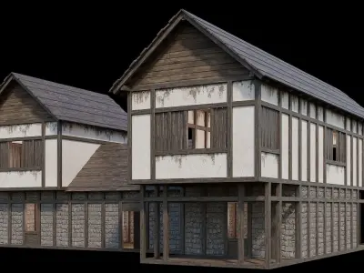 Medieval Village Pack  - 5 Assets - 4K Textures Game Ready Low-poly 3D model