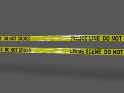 Police Line Do Not Cross Tape and Post Low-poly 3D model