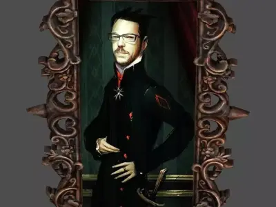 French Old Photo Frame Low-Poly 3D Model Low-poly 3D model