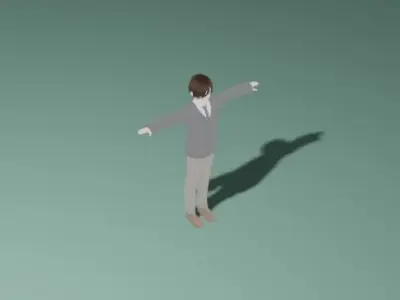 Anime Man Character - Student Style Low-poly 3D model