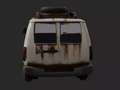 Rusty Survivor Van Abandoned Vehicle Game Ready PBR Model Low-poly 3D model