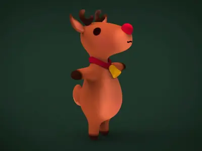 Cute christmas reindeer Low-poly 3D model