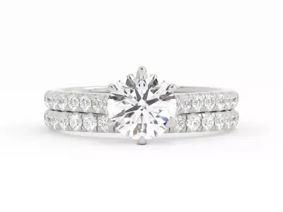 Round six prong engagement ring and set 3dm and rendering  3D print model