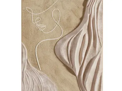 Modern Wall Art Abstract Woman Face Line Sculpture Low-poly 3D model