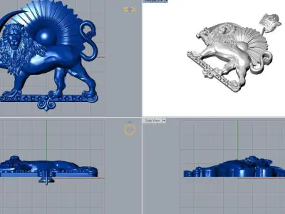 lion and sun necklace gold 3D print model