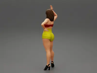 Sexy Woman Leather Skirt Bra 3D print model