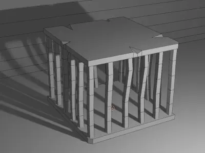 Low Poly Cage with two bars Free low-poly 3D model