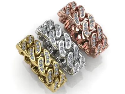 Ring Cuban Chain 7 mm Wide - DIFERENT SIZES 3D print model