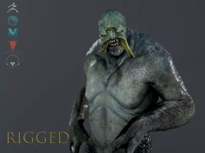 Monster-RIGGED creature with arms and legs Low-poly 3D model