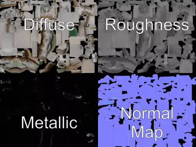 Elegant Stone Fountain model pack Low-poly 3D model