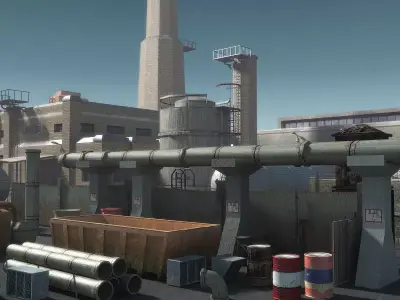 Industrial Buildings 3 Low-poly 3D model