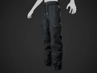Black Snowboard Pants Style 2  Low-poly 3D model