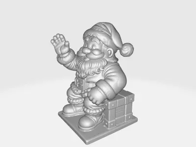 Santa Claus Waving Figurine Christmas Decoration  Holiday  3D print model