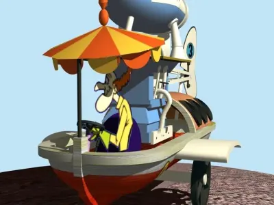 Wacky Races Professor Pat Pending car Number 3 3D Model 3D model