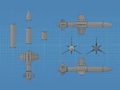 Sci Fi Missile Shark series Demo Kit Free low-poly 3D model