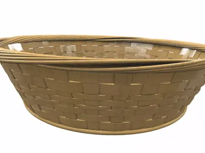 Wooden wicker basket 5 3D model