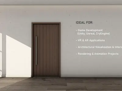 Oak wood door Low-Poly wooden Door  for luxury interiors Door 3 Low-poly 3D model