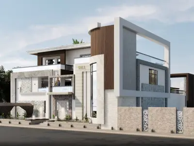 Modern Residence House  Low-poly 3D model