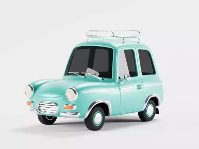 Stylized retro hatchback 3D model