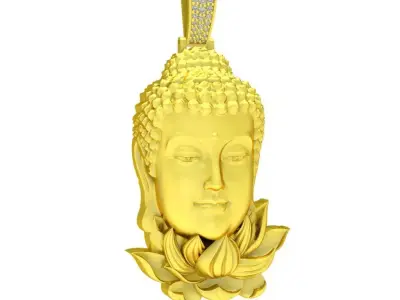 Luxury Buddha Head Pendant with Lotus Base Design 126a 3D print model