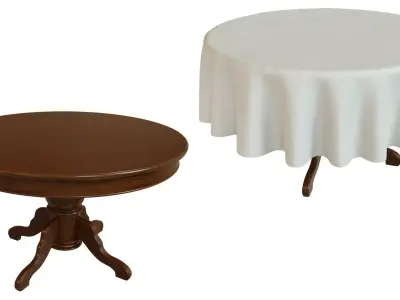 Wood table 1200 Low-poly 3D model